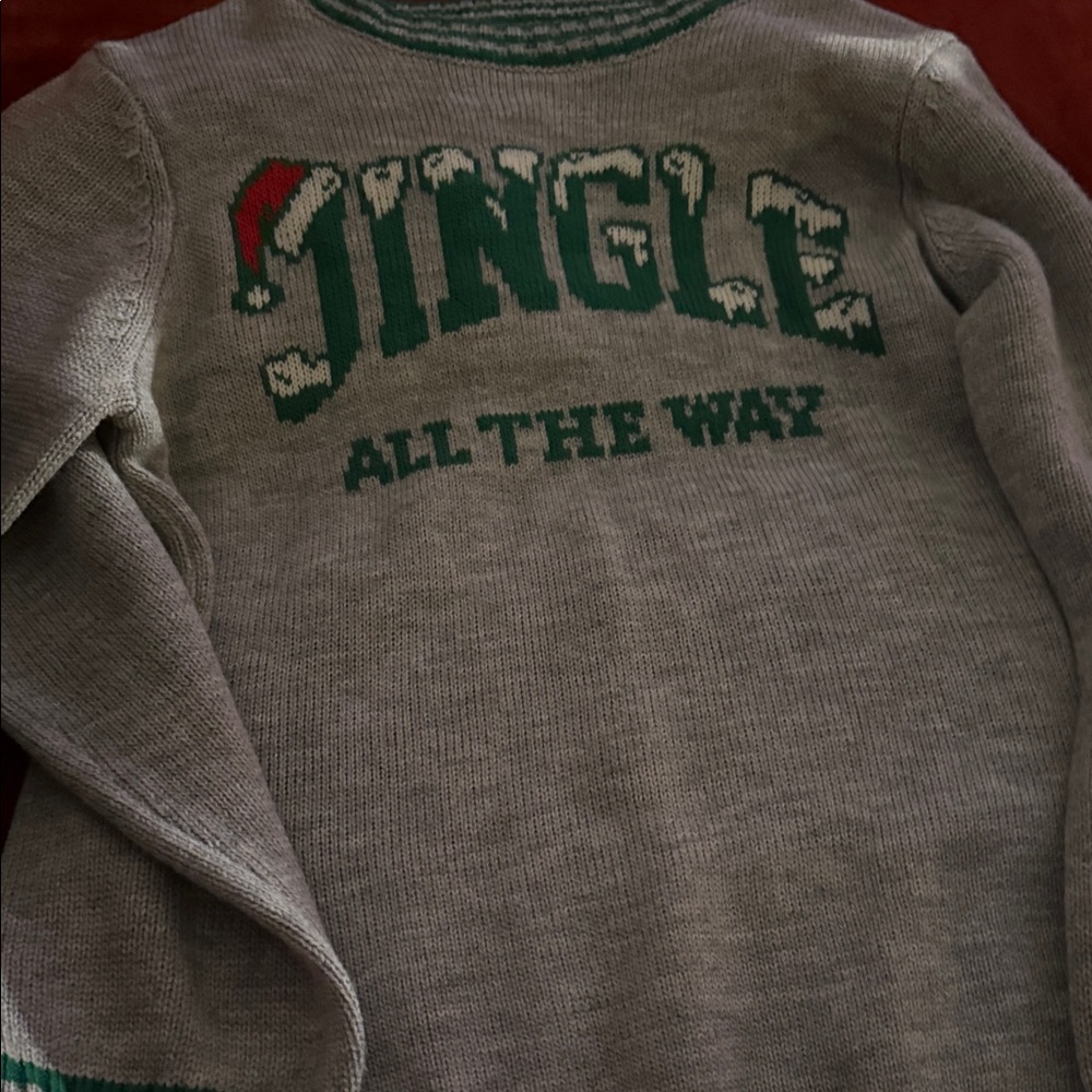 Holiday Time Gray and Green Sweaters kids